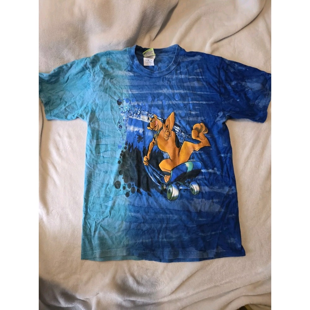 Vtg Scooby-Doo Y2K Large 10/12 T-Shirt Medium Blue Tie Dye Cartoon Network